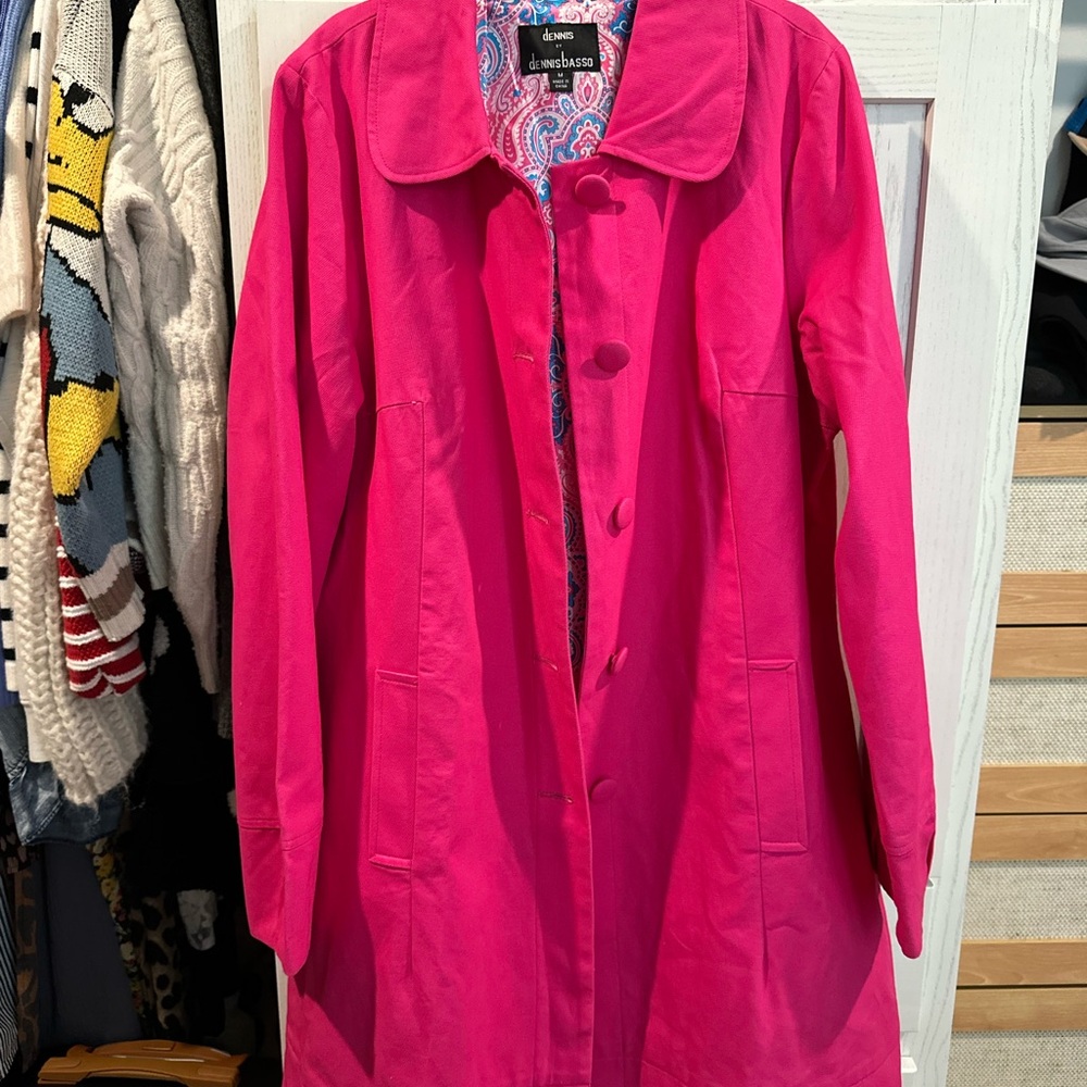 dennis basso Hot Pink Paisley-Print Lined Jacket